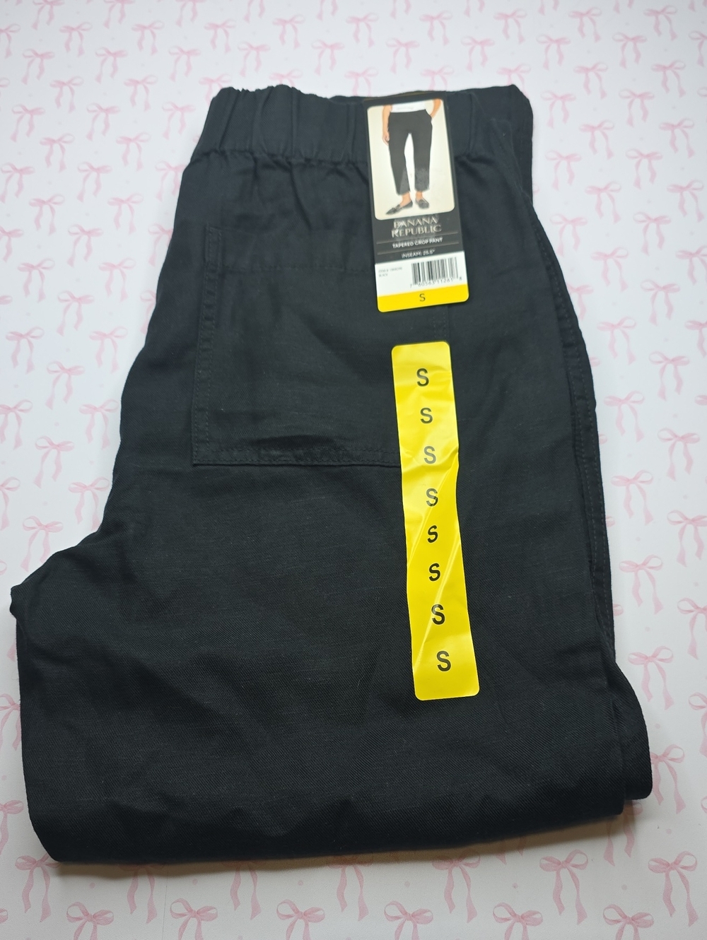 Banana Republic Men's Black Drawstring Elastic-Waist Chinos